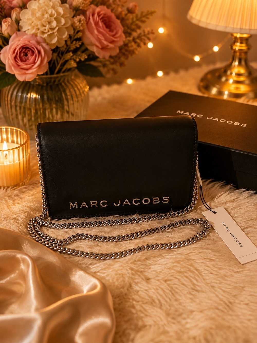 MARC JACOBS Black Leather Chain Crossbody